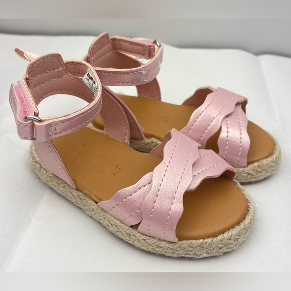 OSHKOSH BABY GIRL BRAIDED CORK SANDALS SIZE 4 - Picture 6 of 13